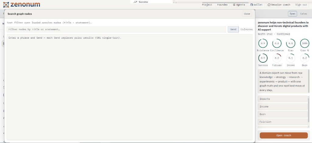 Search graph nodes modal